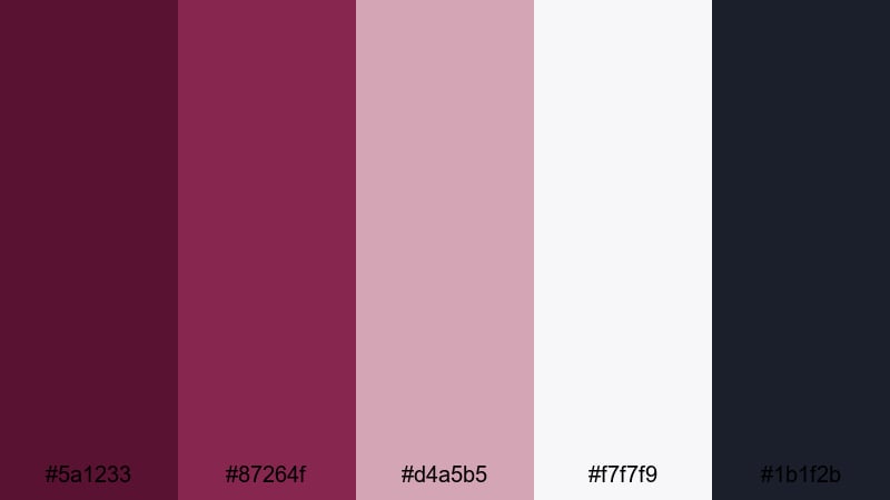 plum chrome accent red burgundy color palette with hex codes