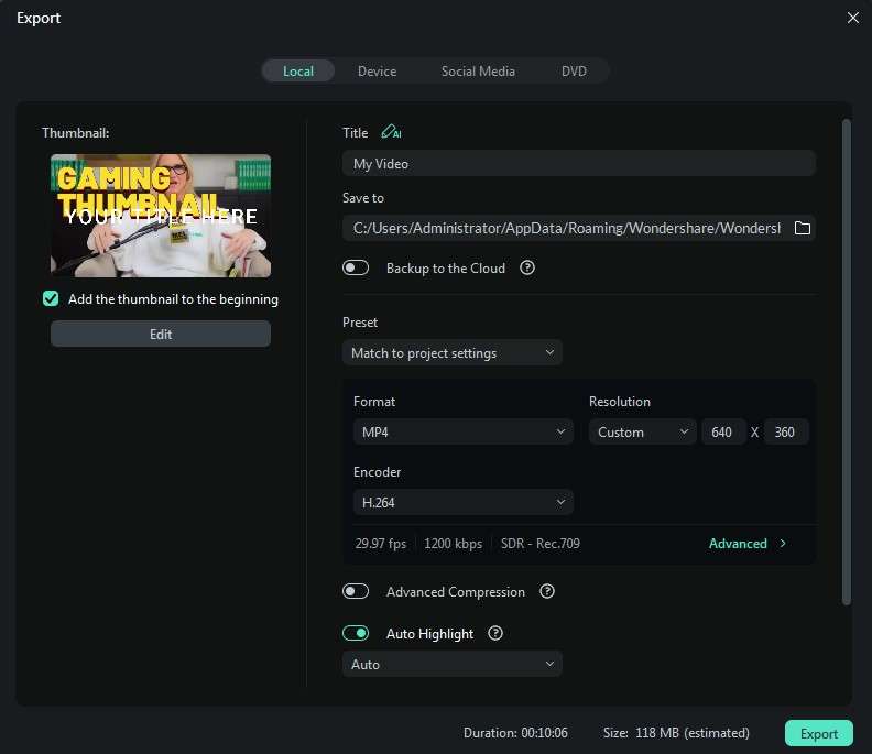export video