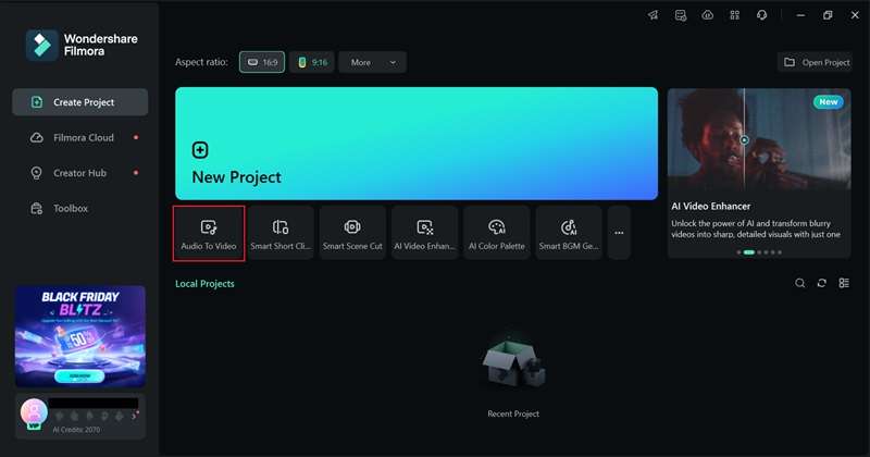 access the audio to video feature