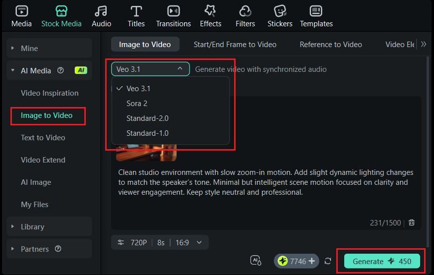 select veo 3.1 image to video
