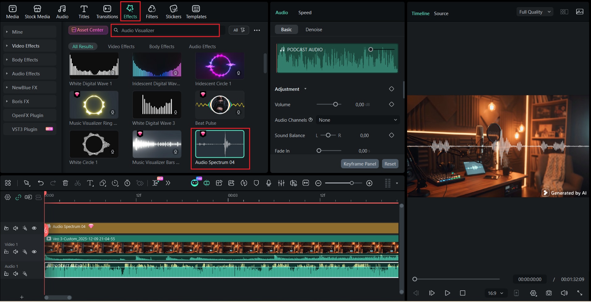 add spectrum bars effect