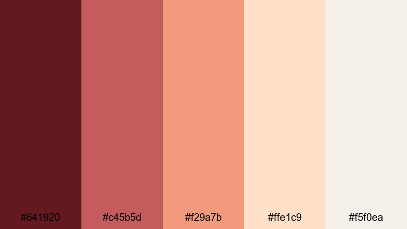 poetic rosewood sunrise rosewood color palette with hex codes