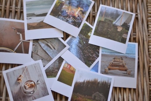 Polaroid collage template with multiple frames.