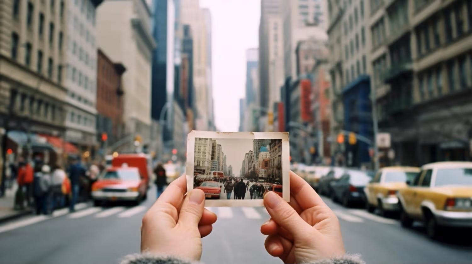 Vintage polaroid overlay effect in Filmora.