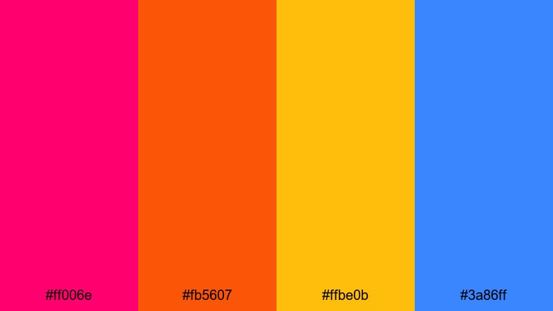 pop art candy shop bright color palette with hex codes