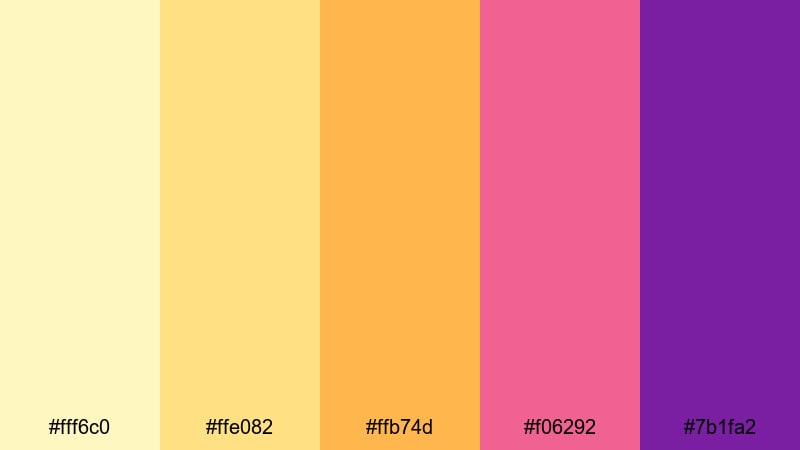 popcorn party light yellow color palette with hex codes
