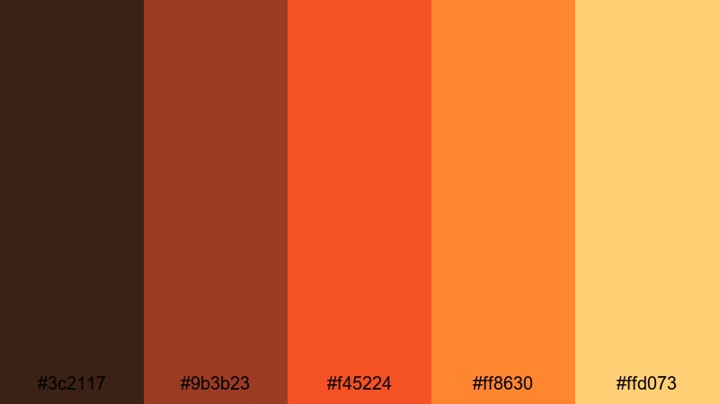 popcorn premiere heat brown red orange color palette with hex codes