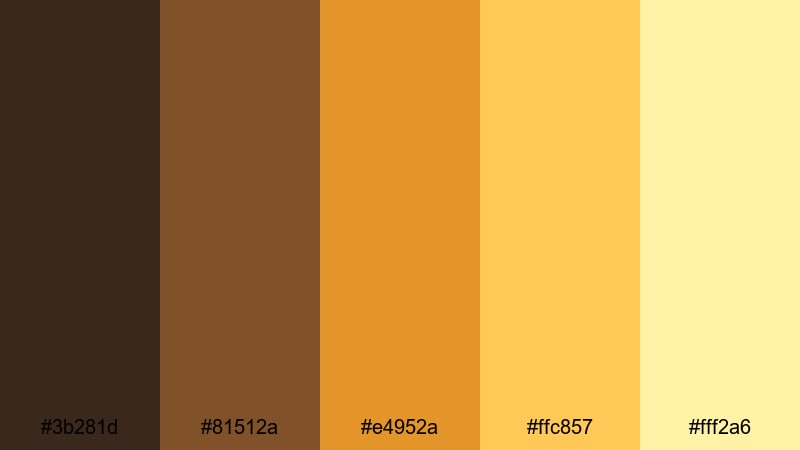 popcorn premiere lights brown yellow orange color palette with hex codes
