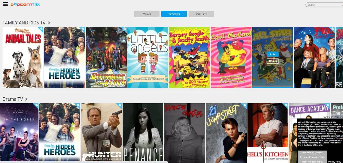 Site de la série Web Popcornflix