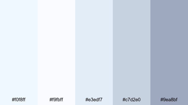 porcelain studio glow alice blue color palette with hex codes