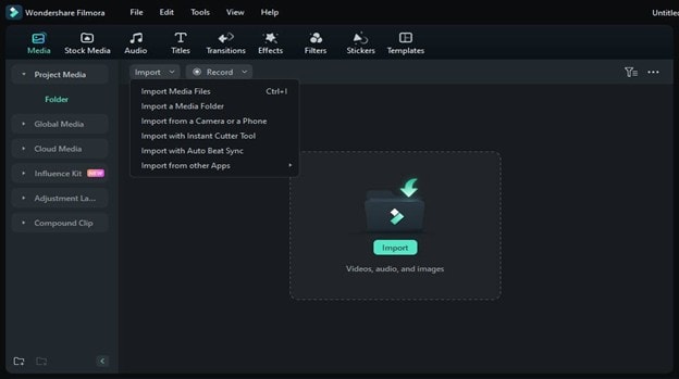 filmora import files