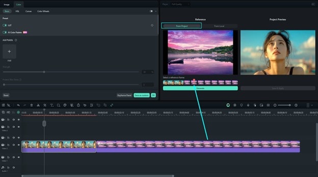 filmora generate color palette