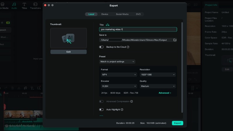 preview and export the video