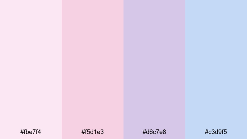powder bloom breeze feminine color palette with hex codes