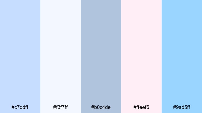 powder blue daydream pastel blue color palette with hex codes