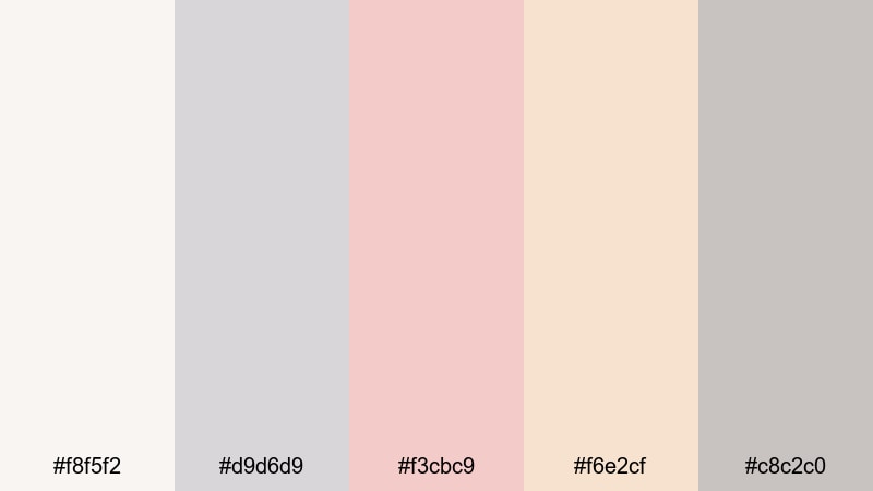 powder petal glow pastel gray color palette with hex codes