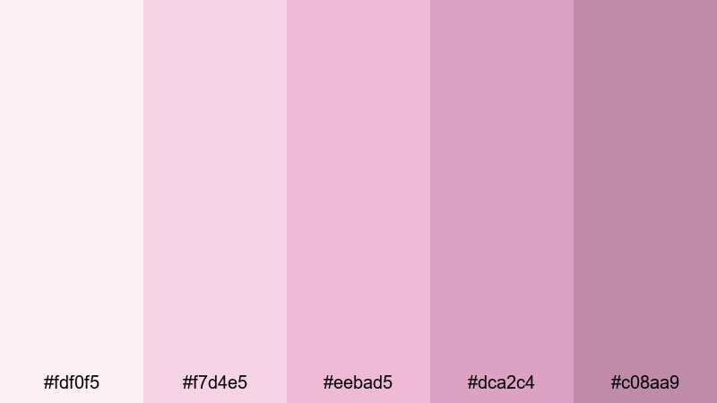 powder puff morning pink color palette with hex codes