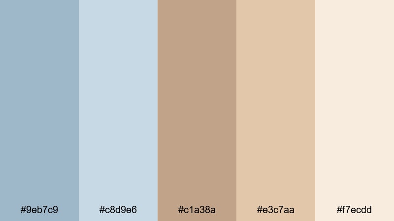 powder shore daybreak brown blue color palette with hex codes