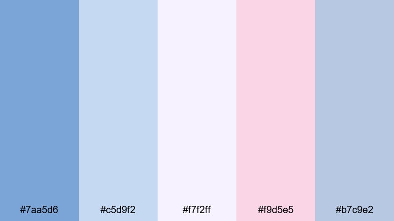 powder sky whispers dark pastel blue color palette with hex codes