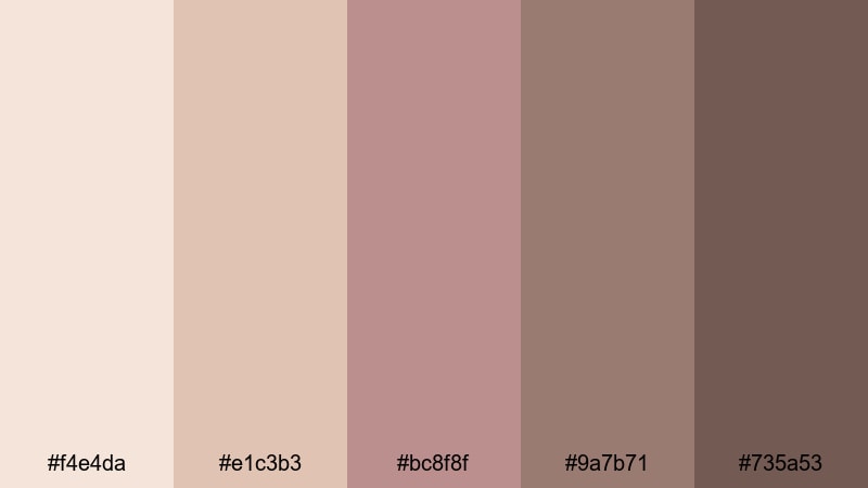 powdered vintage lace rosy brown color palette with hex codes