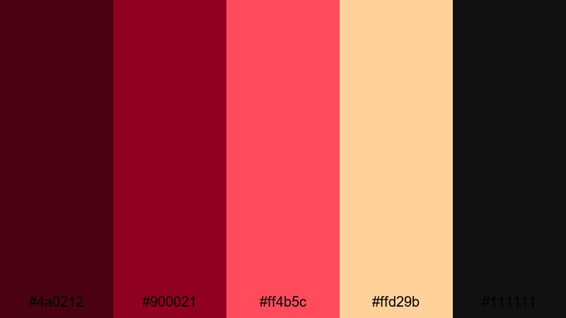 power premiere scarlet burgundy dark red color palette with hex codes