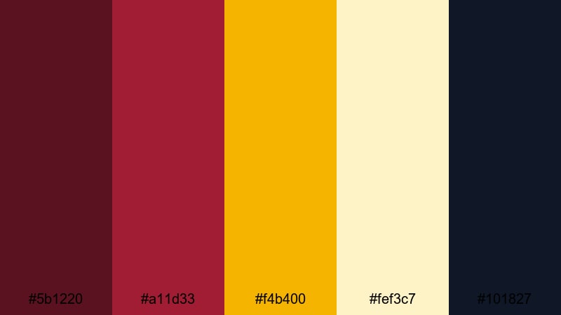 powerhouse channel brand maroon gold color palette with hex codes