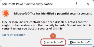 تمكين activex في powerpoint