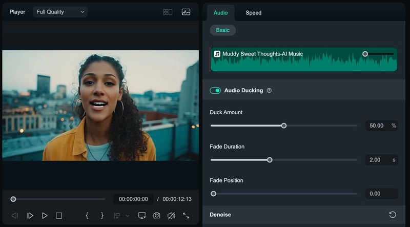 apply filmora ai audio ducking
