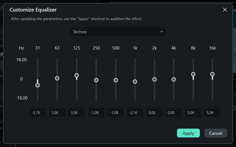 make adjustment using sliders