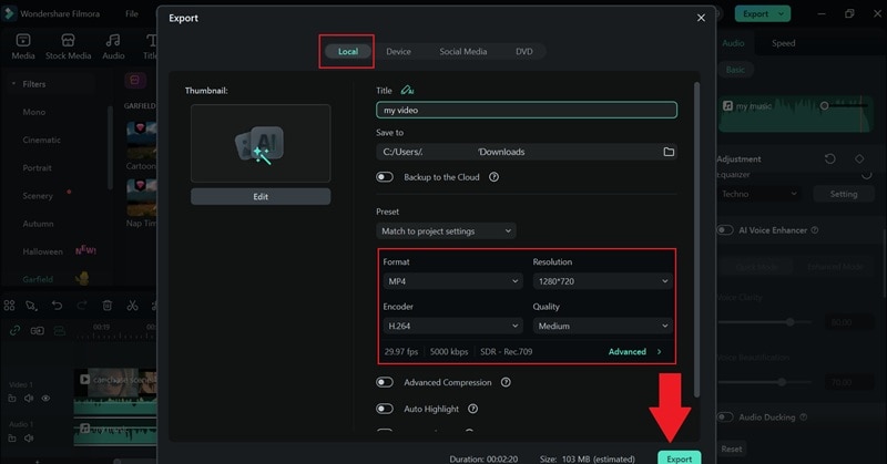 export and save your video