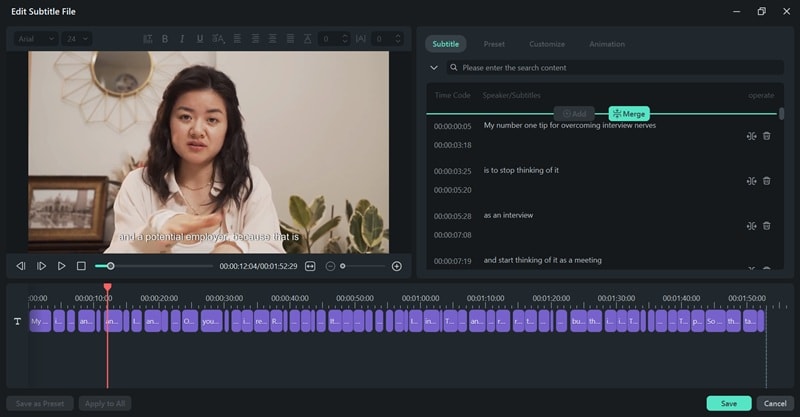 customize caption in filmora