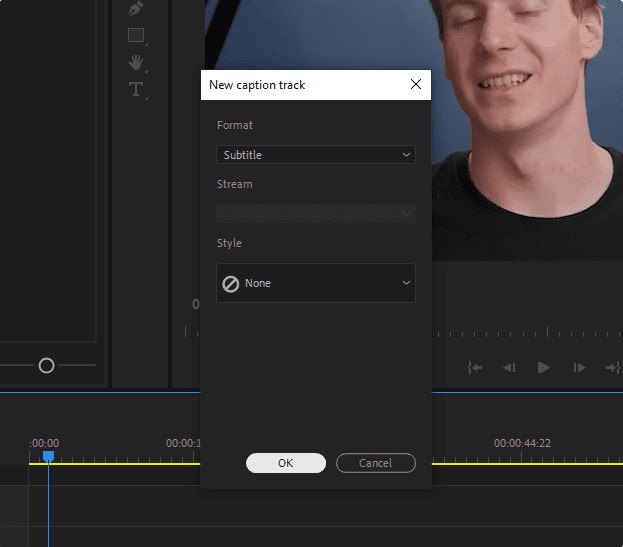 pop up new caption track
