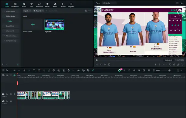 filmora smart scene cut edit timeline