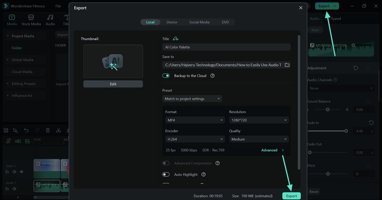 export the edited video