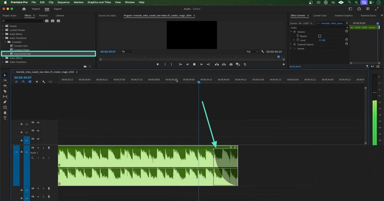 drop exponential fade transition