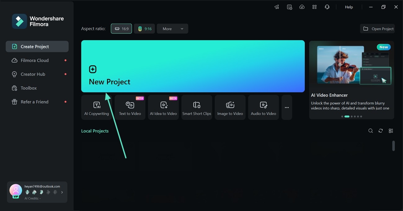 click new project filmora