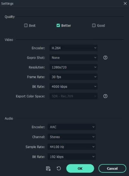 wondershare filmora mp4 export settings