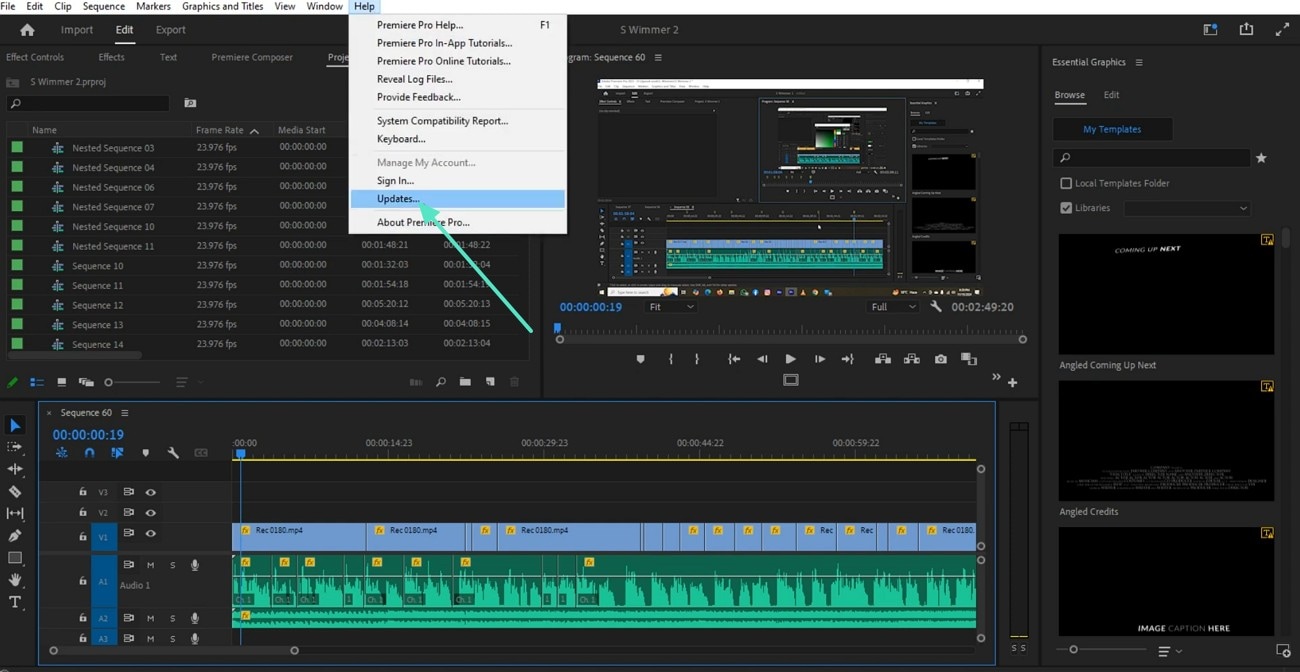check for updates premiere pro