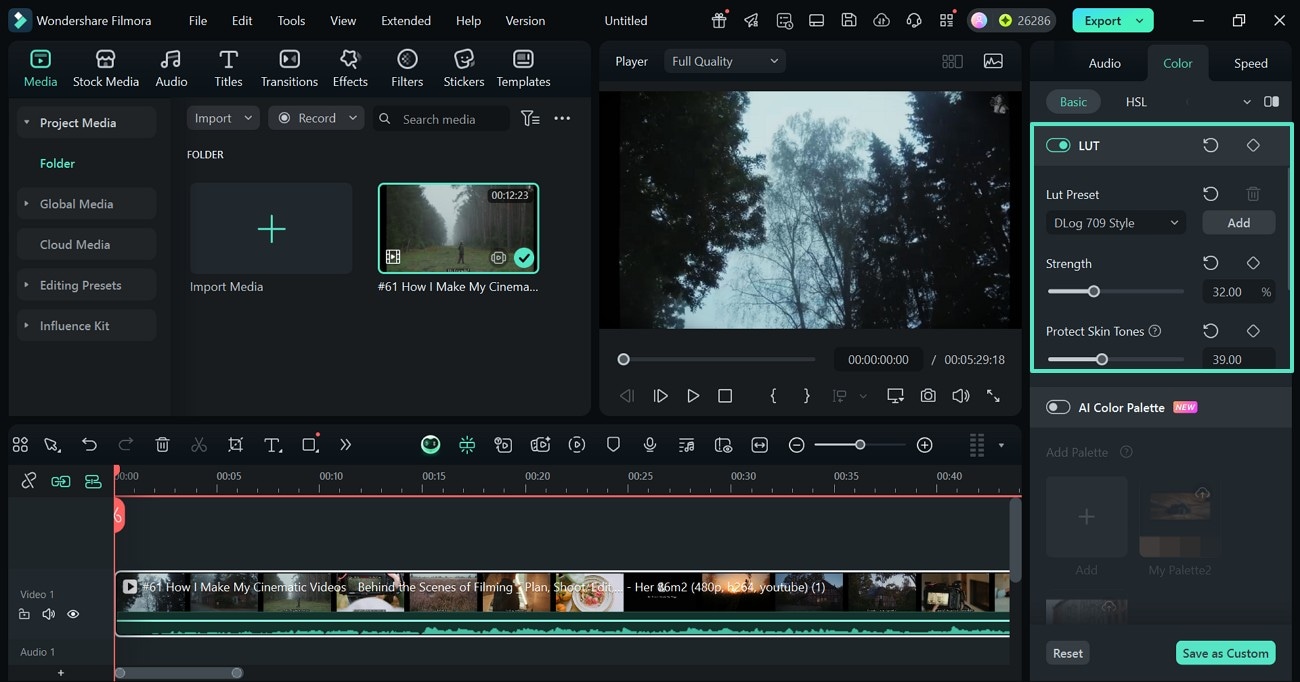 apply a lut filmora