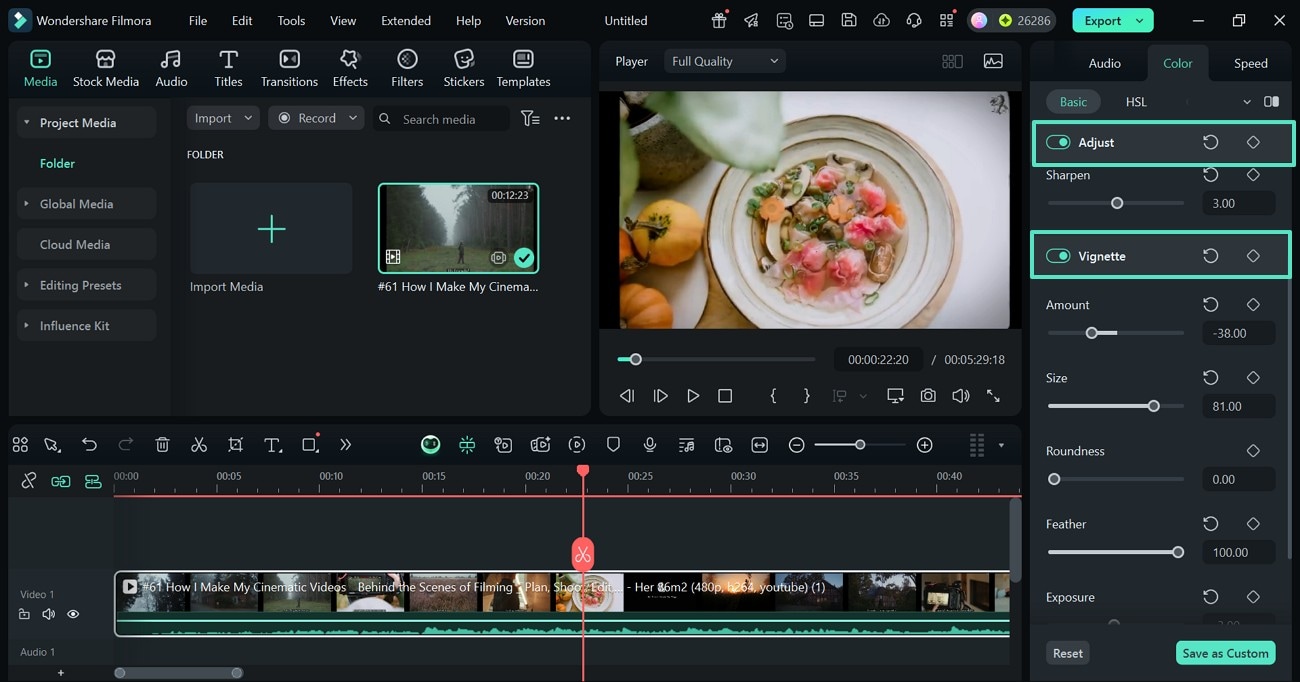 add custom vignette filmora