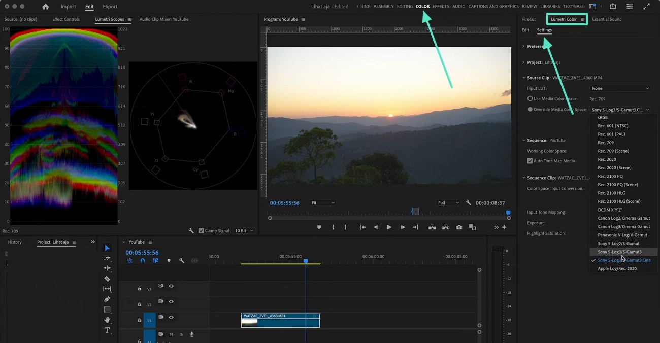 adjust lumetri color settings premiere pro