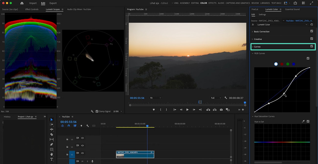 adjust color curves premiere pro