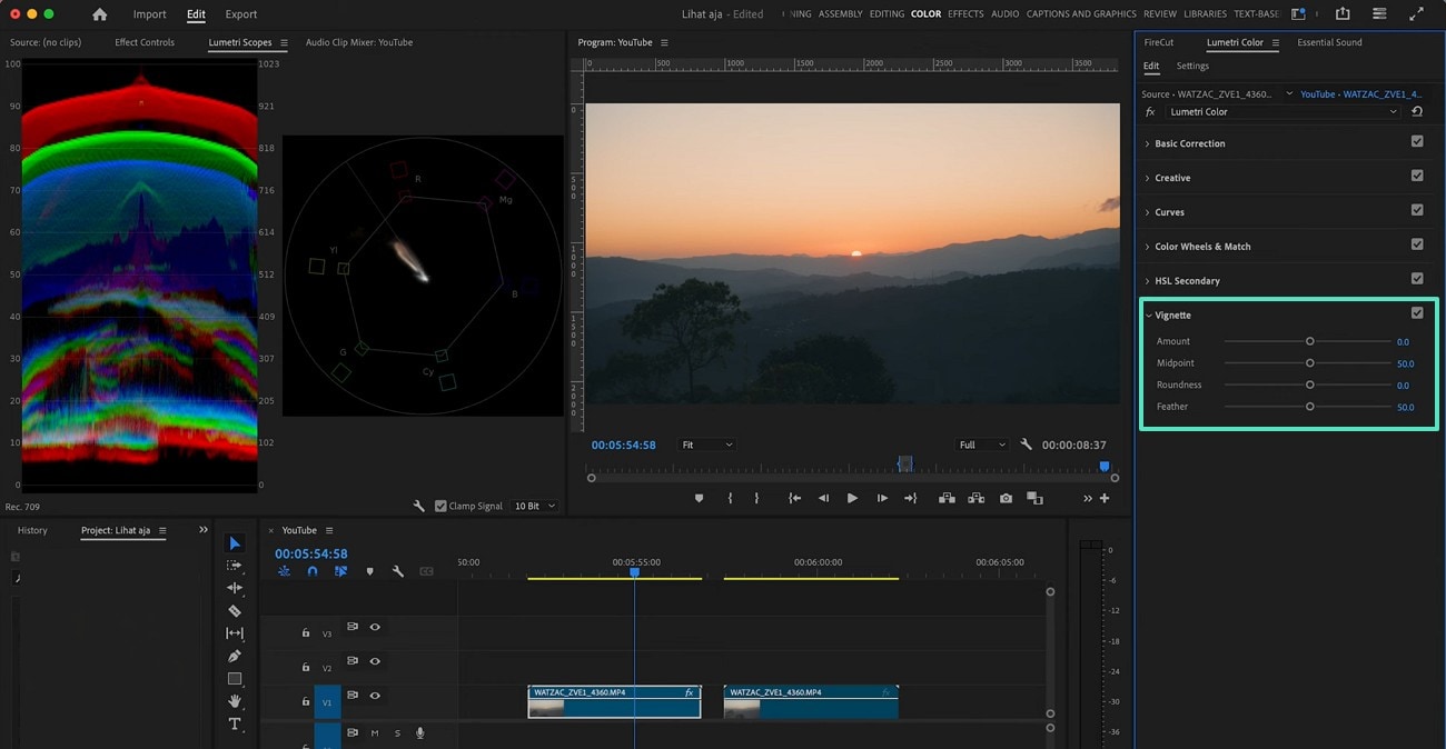 apply and customize vignette premiere pro