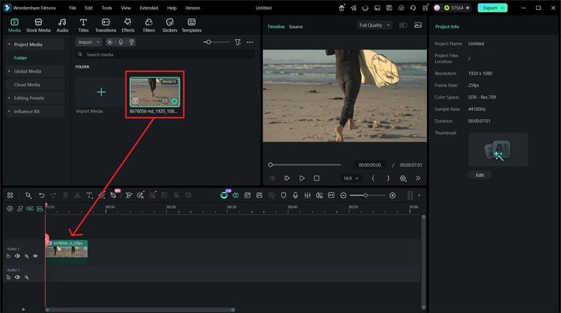 import video to the タイムライン