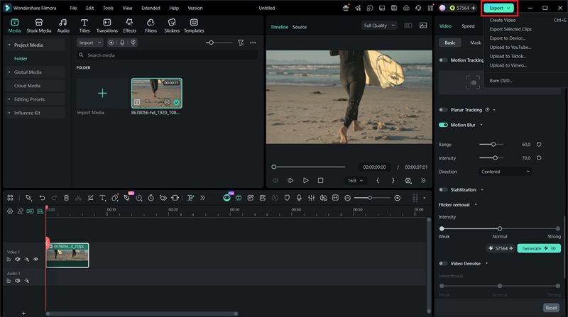 export the video