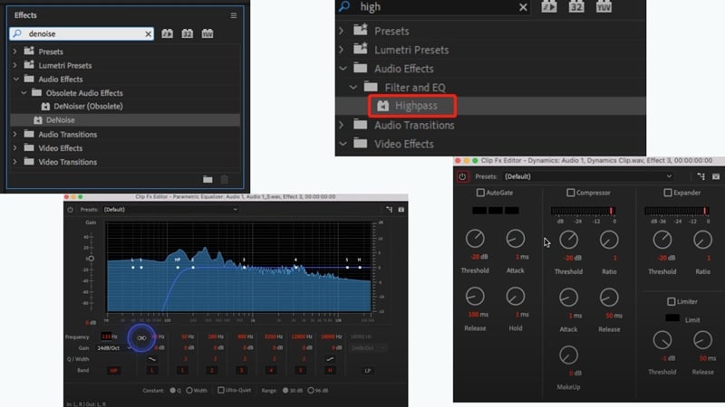 premiere pro built in audio effects