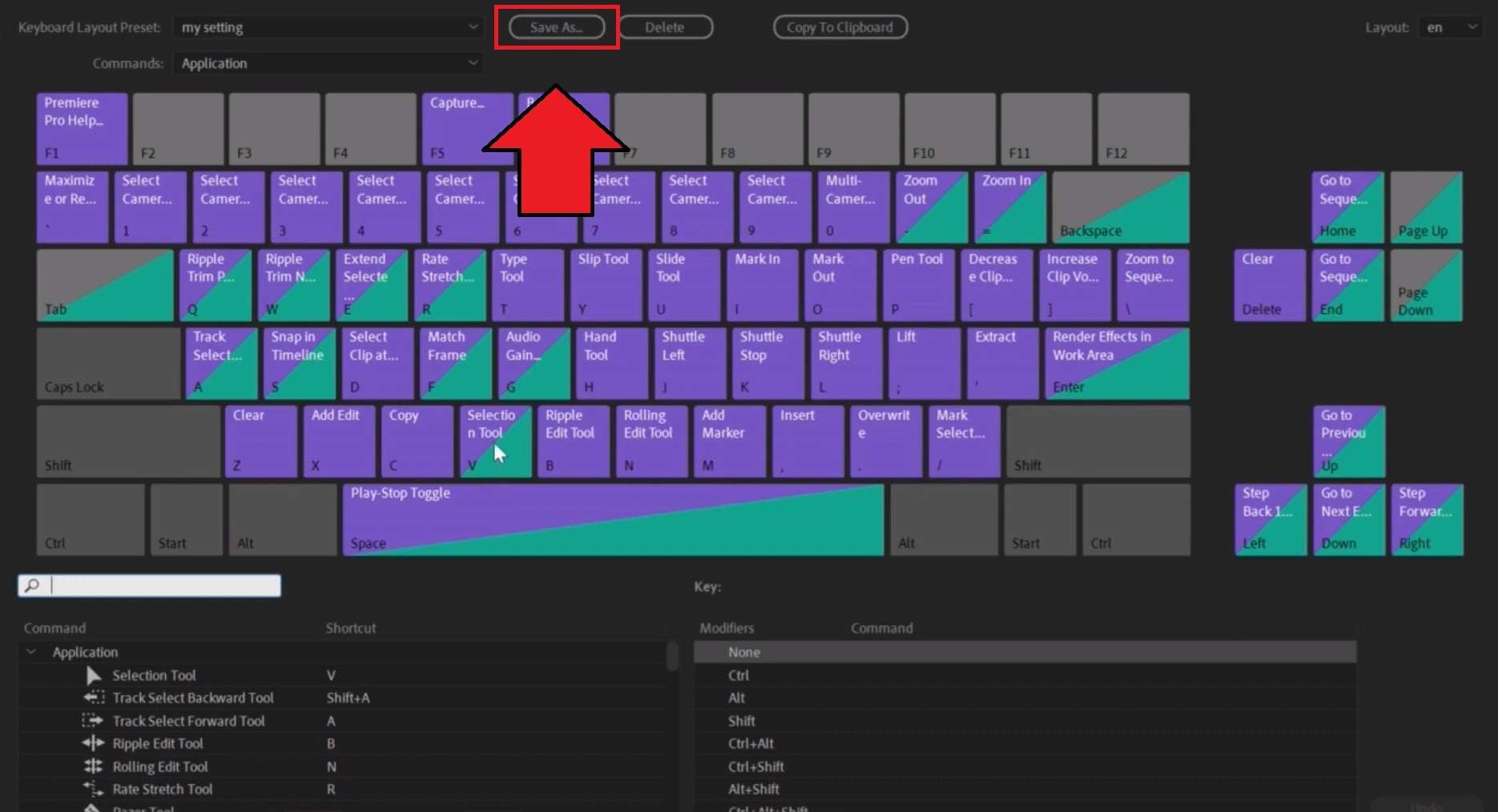 save the new shortcut keys