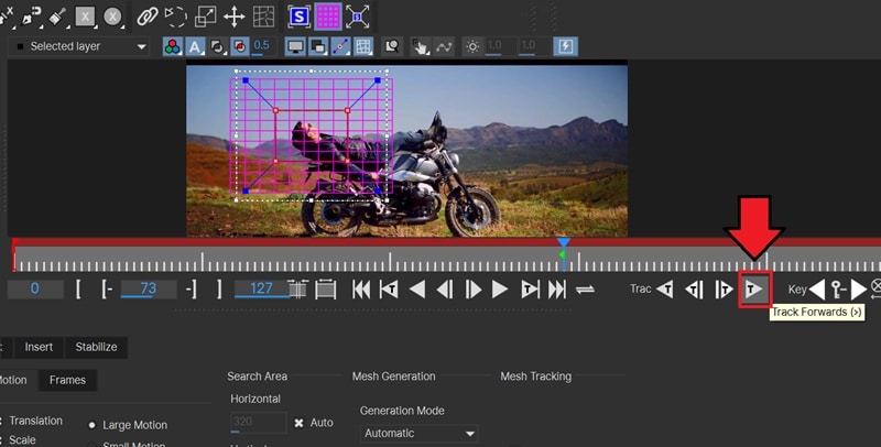 click track forwards to begin analyzing