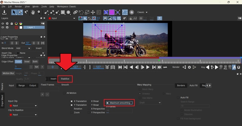 select maximum smoothing