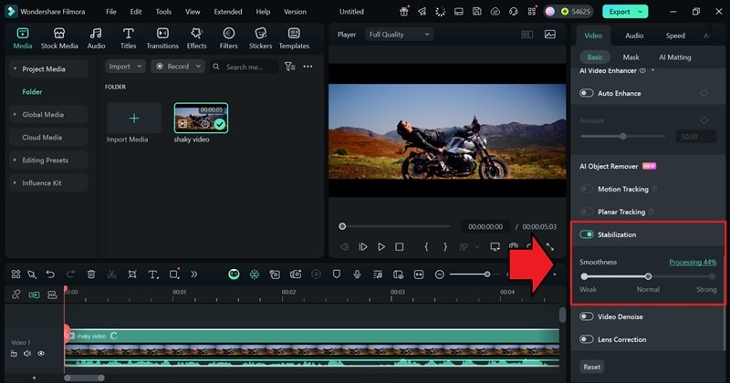 apply filmora stabilization